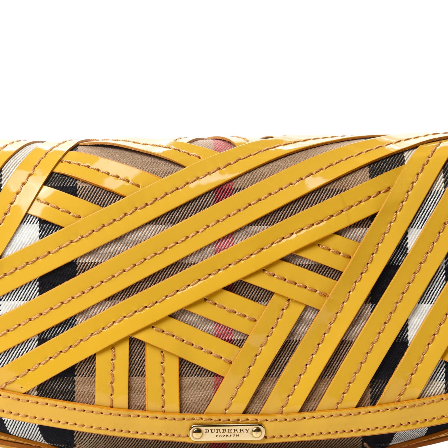 Patent Lilford Check Crossbody Bag Yellow