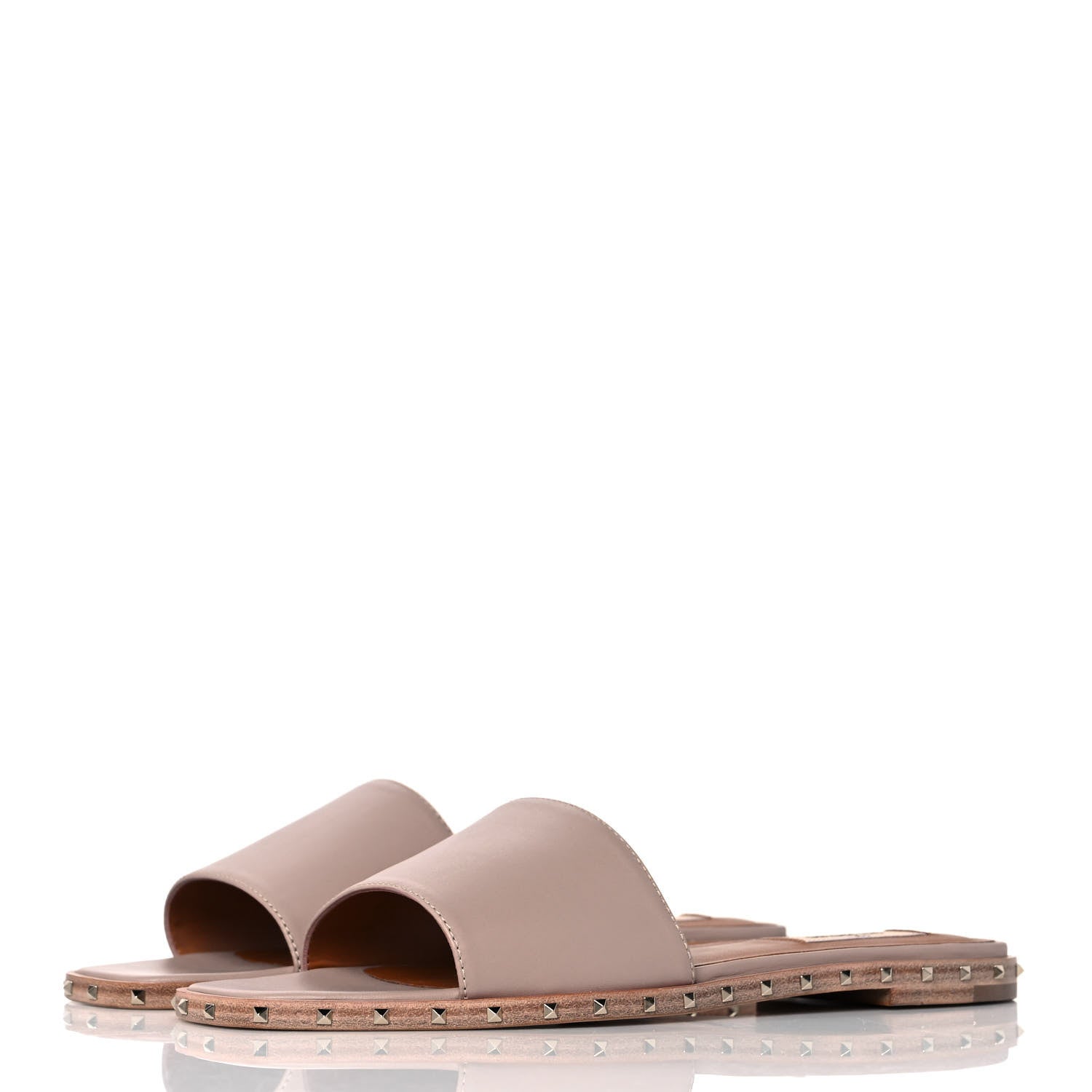 Valentino Garavani Nappa Soul Rockstud Flat Slide Sandals 39 Poudre 3 of 8