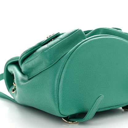 Chanel Caviar Quilted Medium Duma Pockets Drawstring Backpack Green 9 of 10