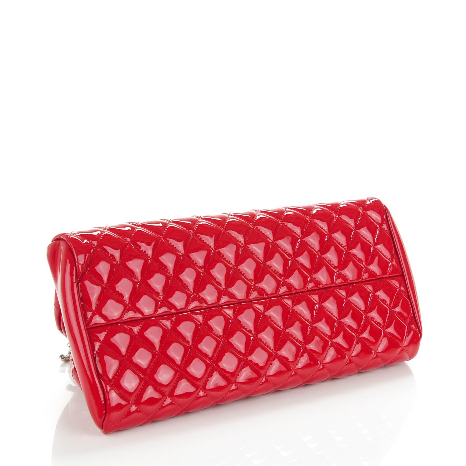 Chanel Patent Quilted Medium Just Mademoiselle Bowling Bag Red 4 of 7
