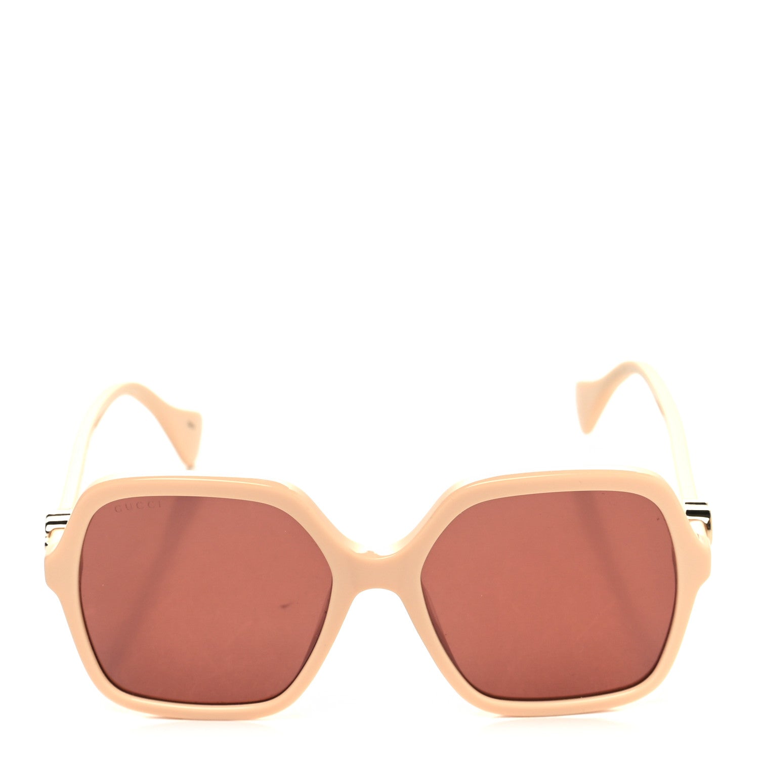 Gucci Acetate Oversize Rectangle Frame GG1072SA Sunglasses Shiny Solid Powder Pink Ivory 2 of 7