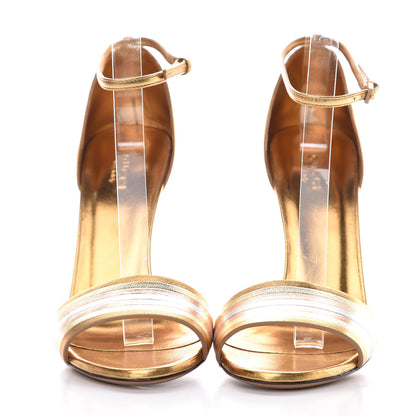 Gucci Metallic Nappa High Heel Sandals 38 Gold 2 of 9