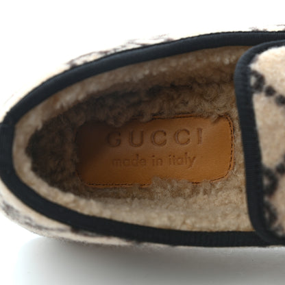 Gucci Covered Wool GG Monogram Mens Fria Horsebit Loafers 8.5 Beige Ebony Black Butterscotch 7 of 8