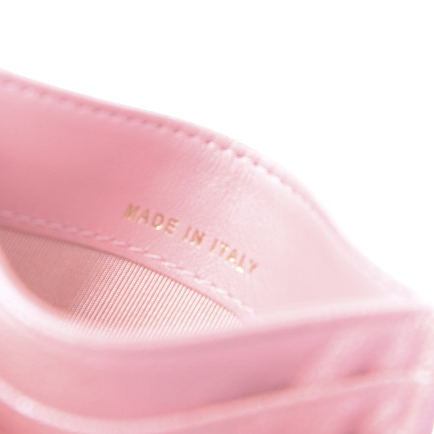 Iridescent Caviar Quilted Card Holder Rose Pink