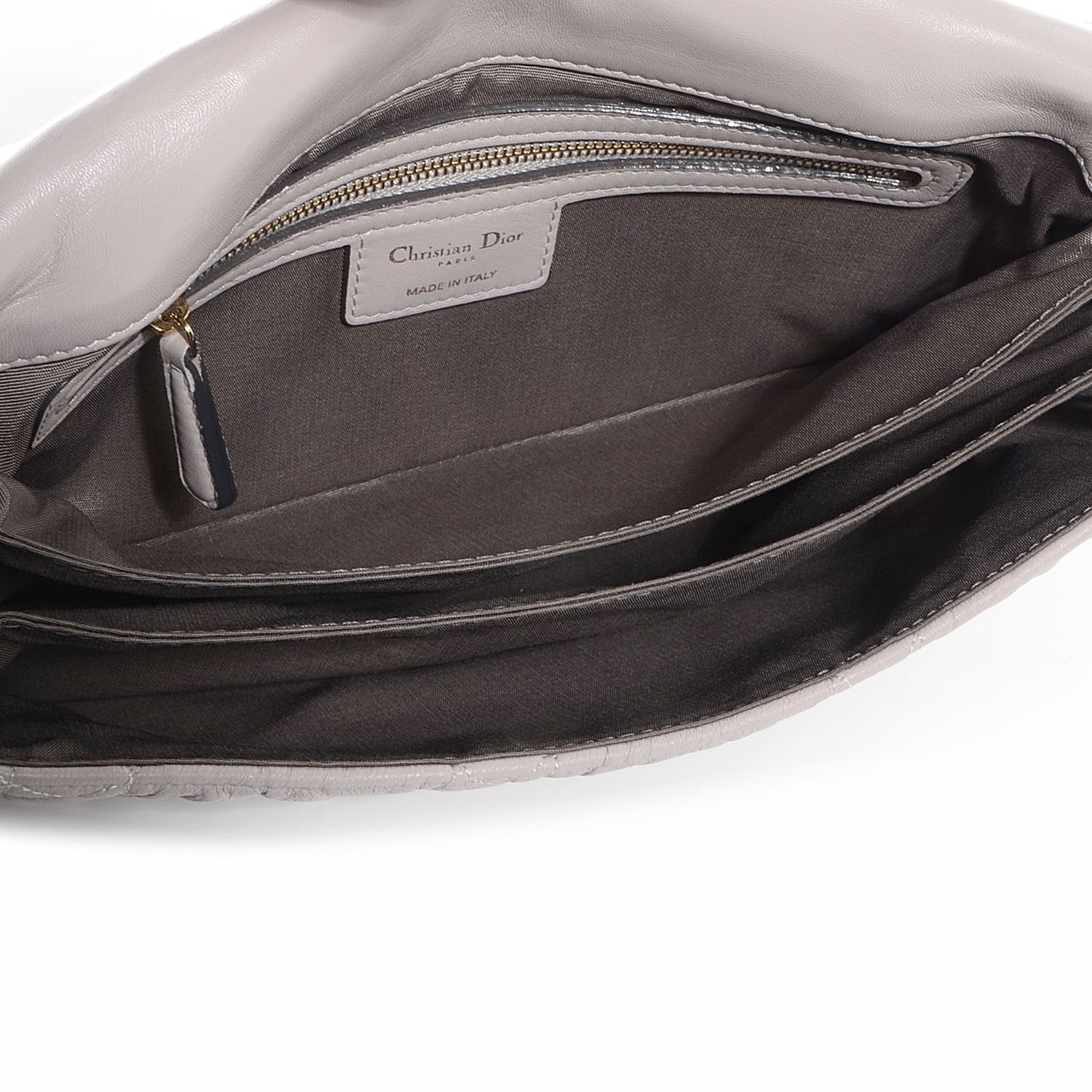 Gaufre Lambskin Cannage Delidior Large Flap Shoulder Bag Grey