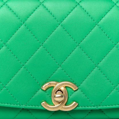 Chanel Lambskin Quilted La Parisienne Top Handle Flap Green 10 of 11