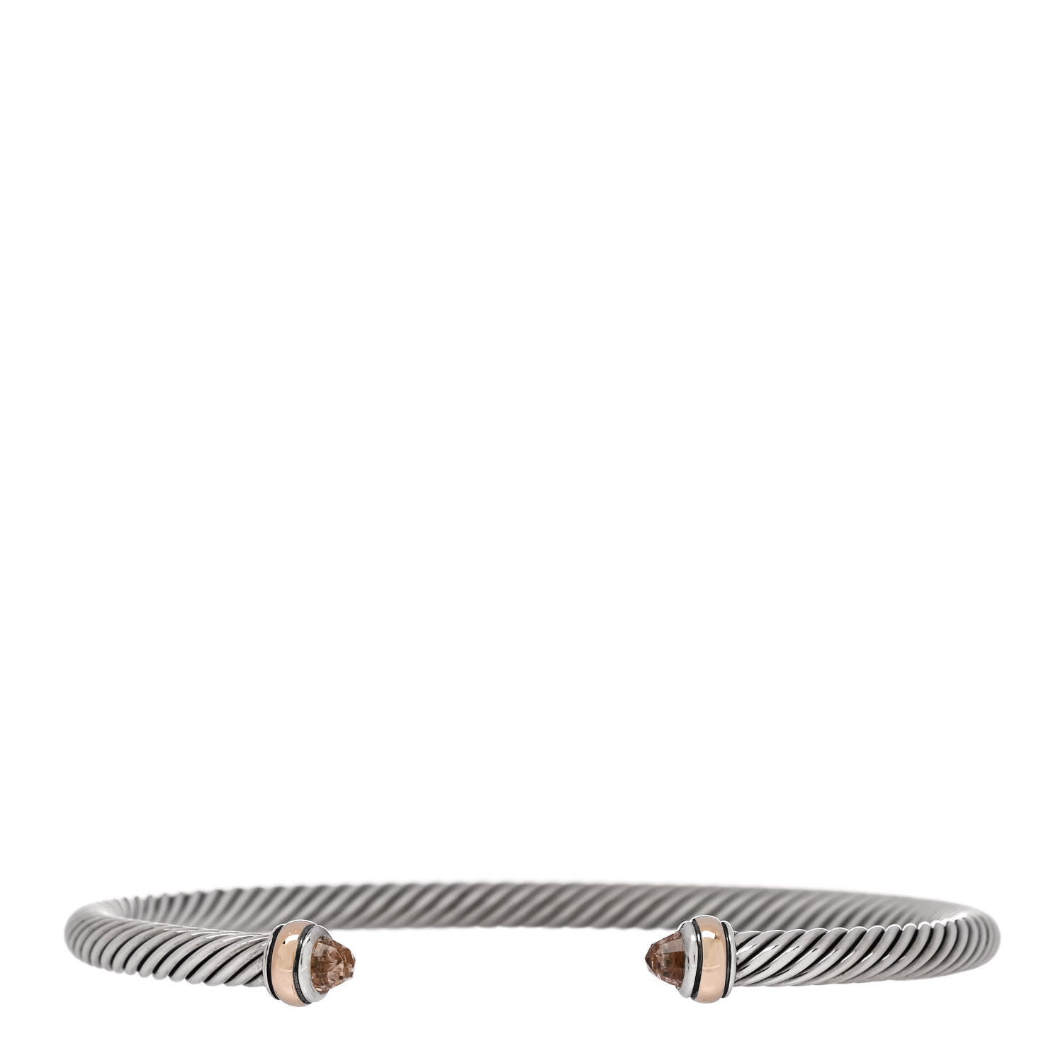David Yurman Sterling Silver 18K Rose Gold Morganite 5mm Cable Classics Bracelet 1 of 4