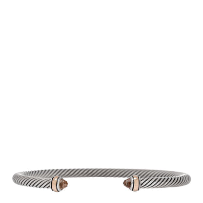 David Yurman Sterling Silver 18K Rose Gold Morganite 5mm Cable Classics Bracelet 1 of 4