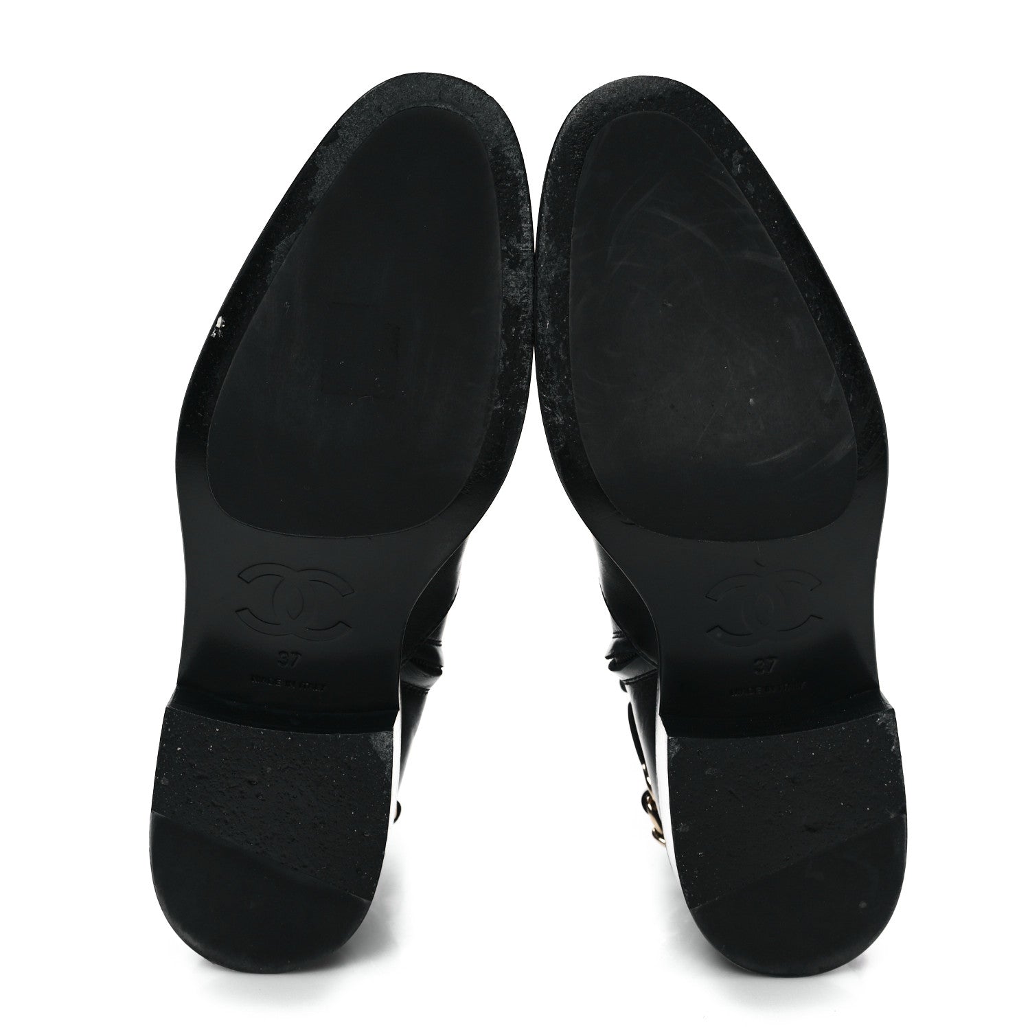 Chanel Calfskin Chain Short Boots 37 Black 6 of 10