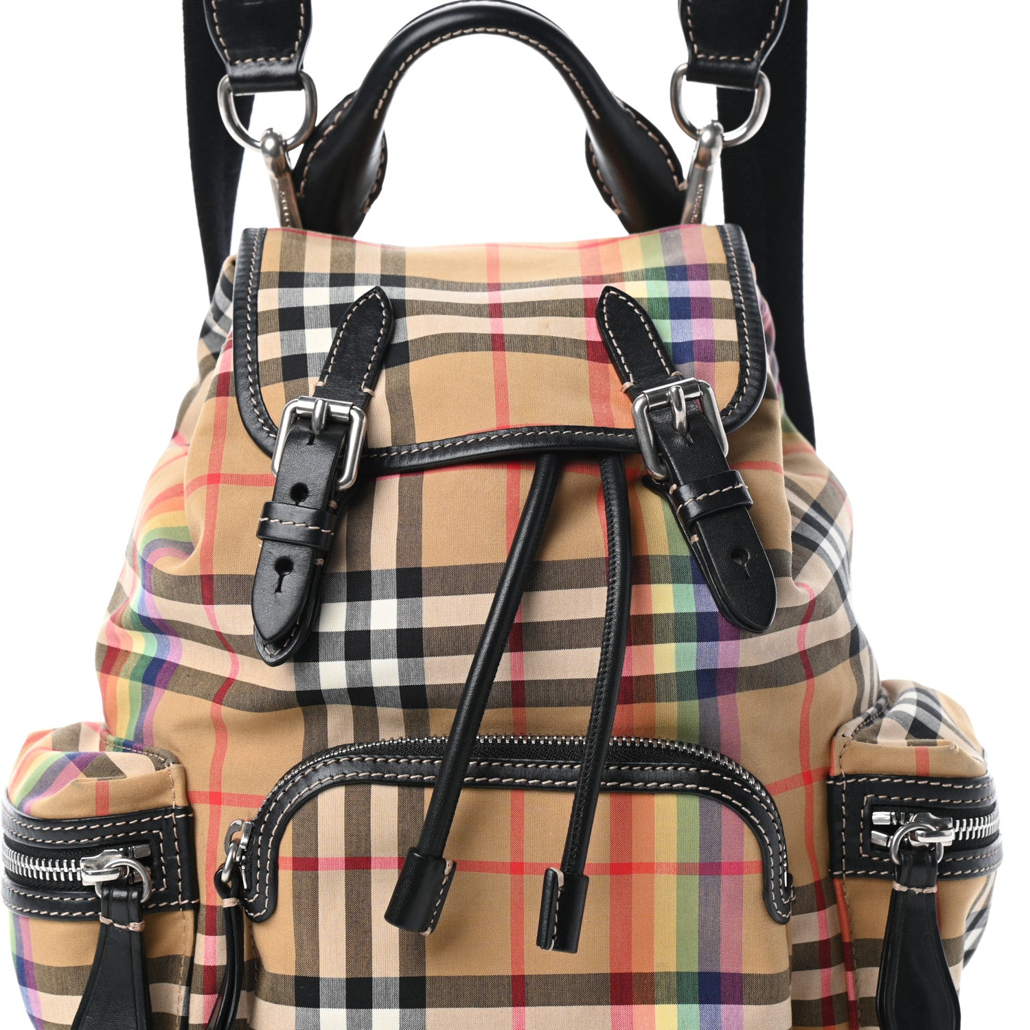 Burberry Vintage Rainbow Check Small Rucksack Backpack Antique Yellow 7 of 9
