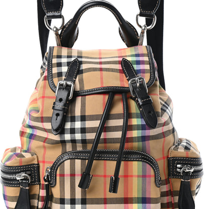 Burberry Vintage Rainbow Check Small Rucksack Backpack Antique Yellow 7 of 9