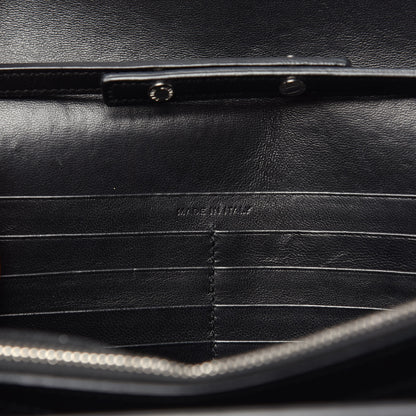 Saint Laurent Crocodile Embossed Calfskin Monogram Chain Wallet Black 7 of 10