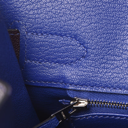 Hermes Chevre Mysore Bi-Color Horseshoe Birkin 30 Raisin Bleu Electrique 35 of 37