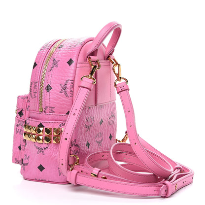 MCM Visetos Side Stud X-Mini Stark Bebe Boo Backpack Pink 2 of 9