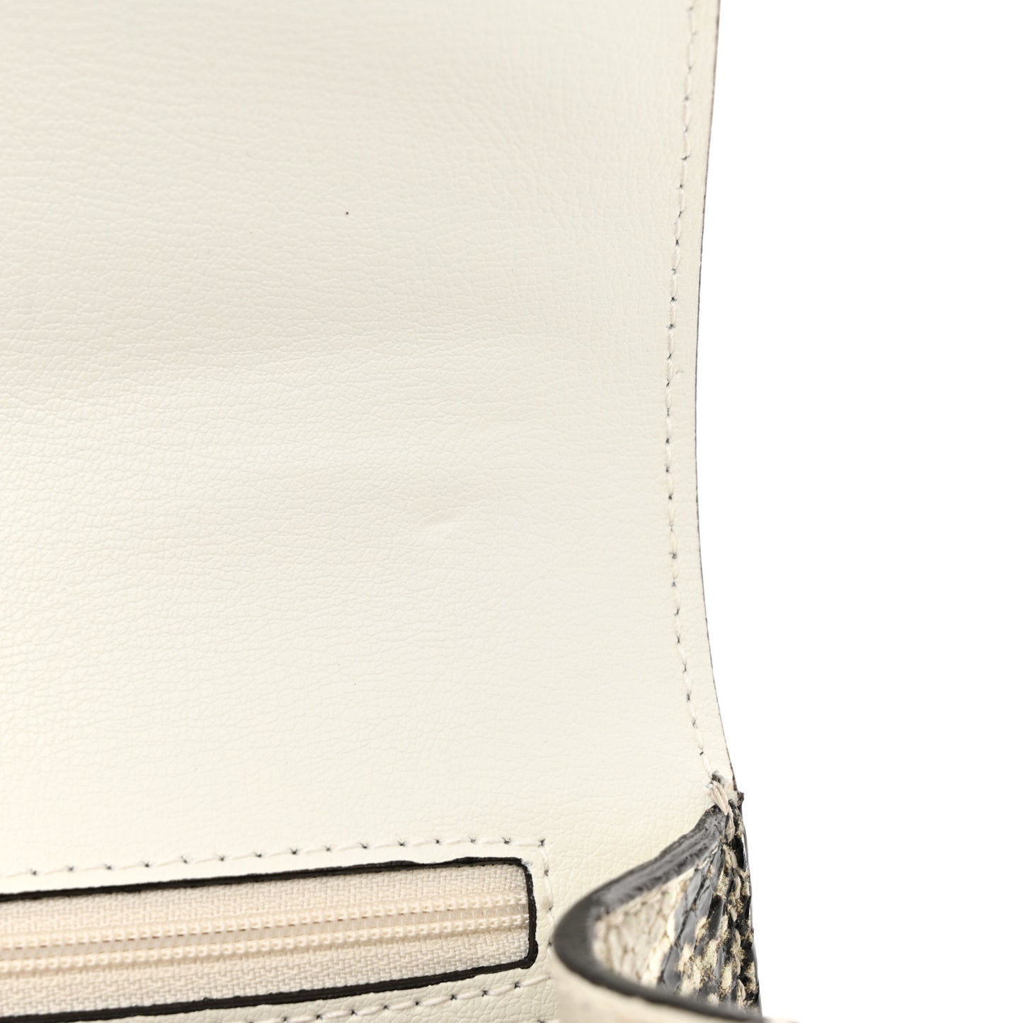 Calfskin Snakeskin Embossed Varenne Top Handle Bag White