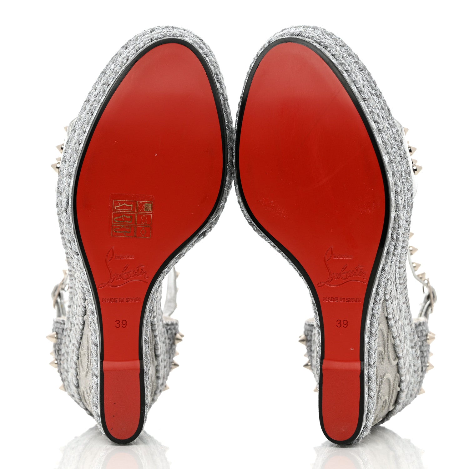 Christian Louboutin Calfskin Madmonica 120 Wedge Sandals 39 Silver 6 of 13