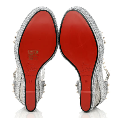 Christian Louboutin Calfskin Madmonica 120 Wedge Sandals 39 Silver 6 of 13