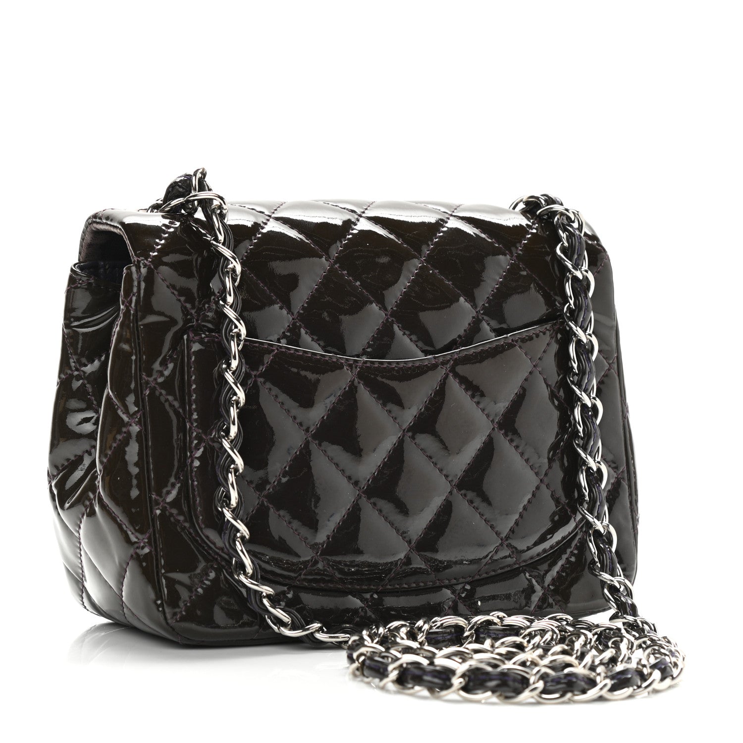 Chanel Patent Quilted Mini Square Flap Purple 3 of 8
