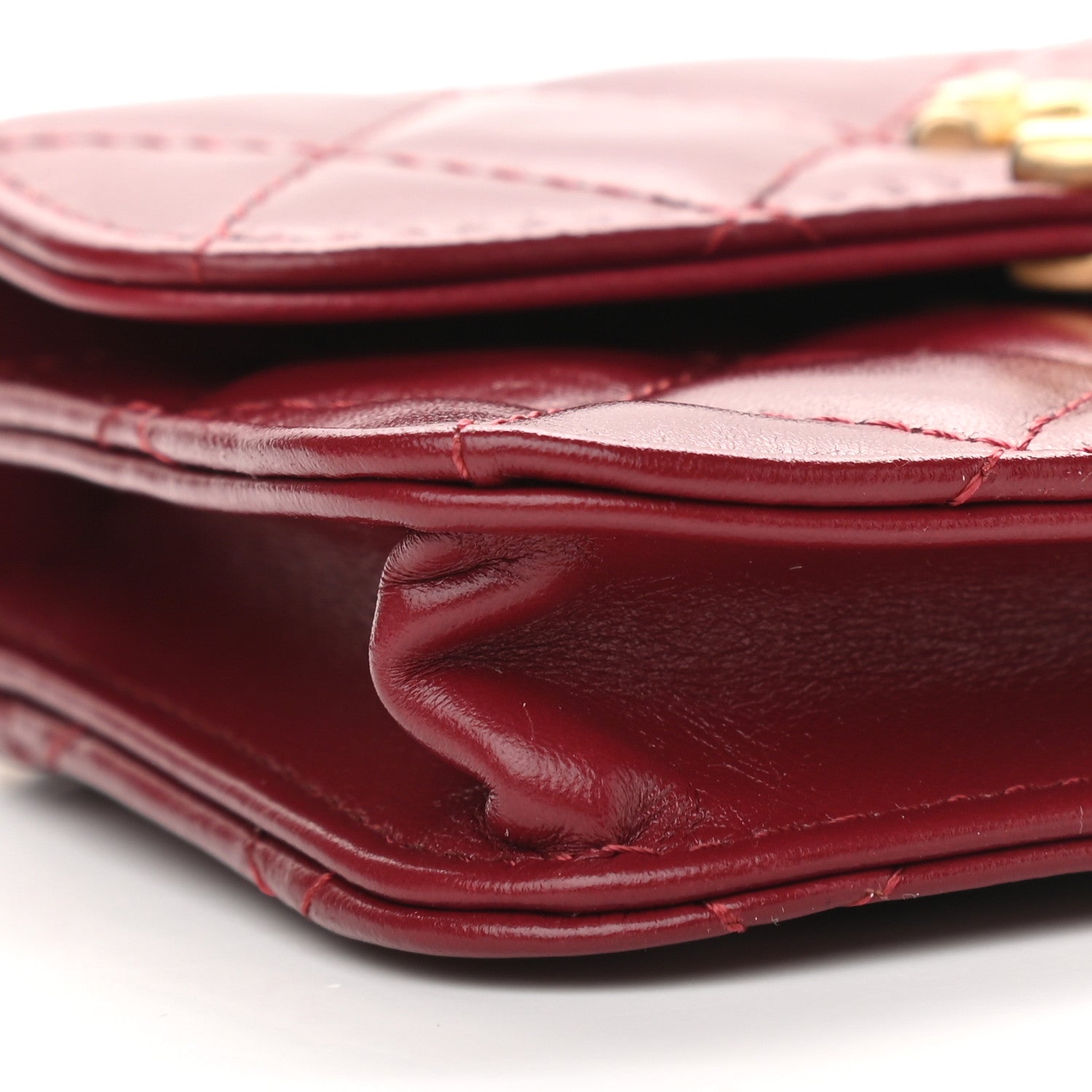 Chanel Calfskin Quilted Perfect Fit Coin Purse With Chain Burgundy 10 of 12