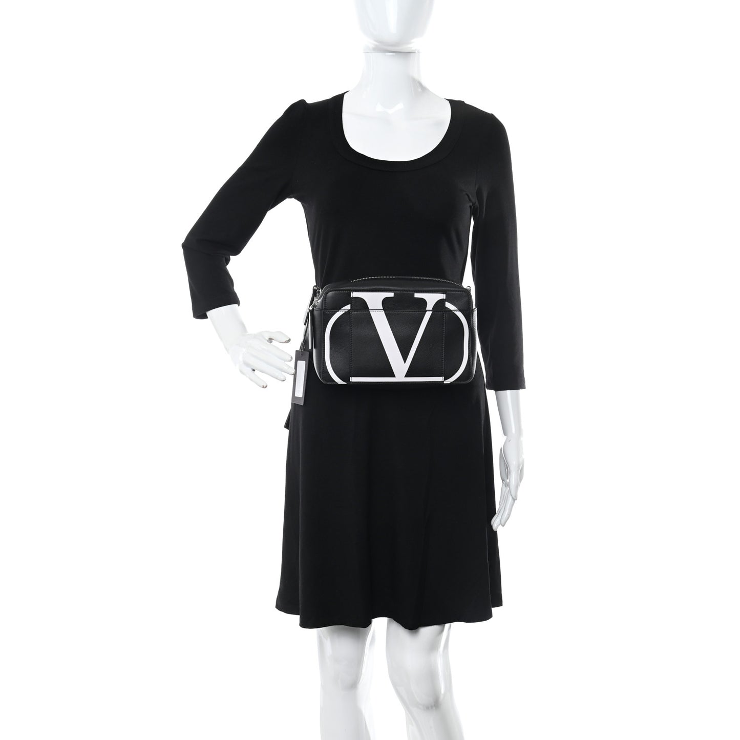 Calfskin Mens VLogo Belt Bag Black White