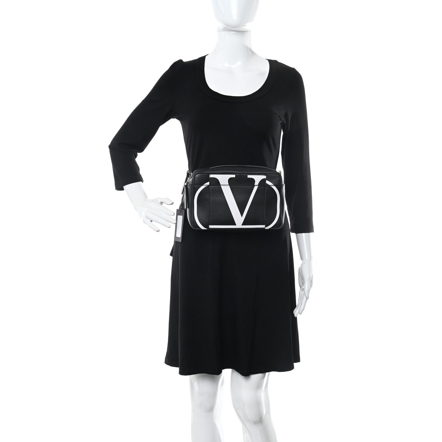 Valentino Garavani Calfskin Mens VLogo Belt Bag Black White 2 of 9