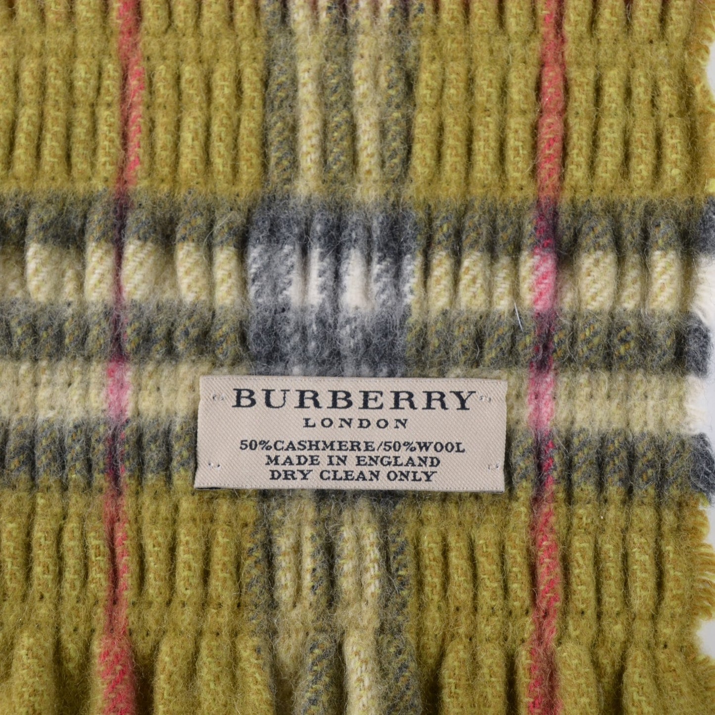 Wool Cashmere Check Scarf Green