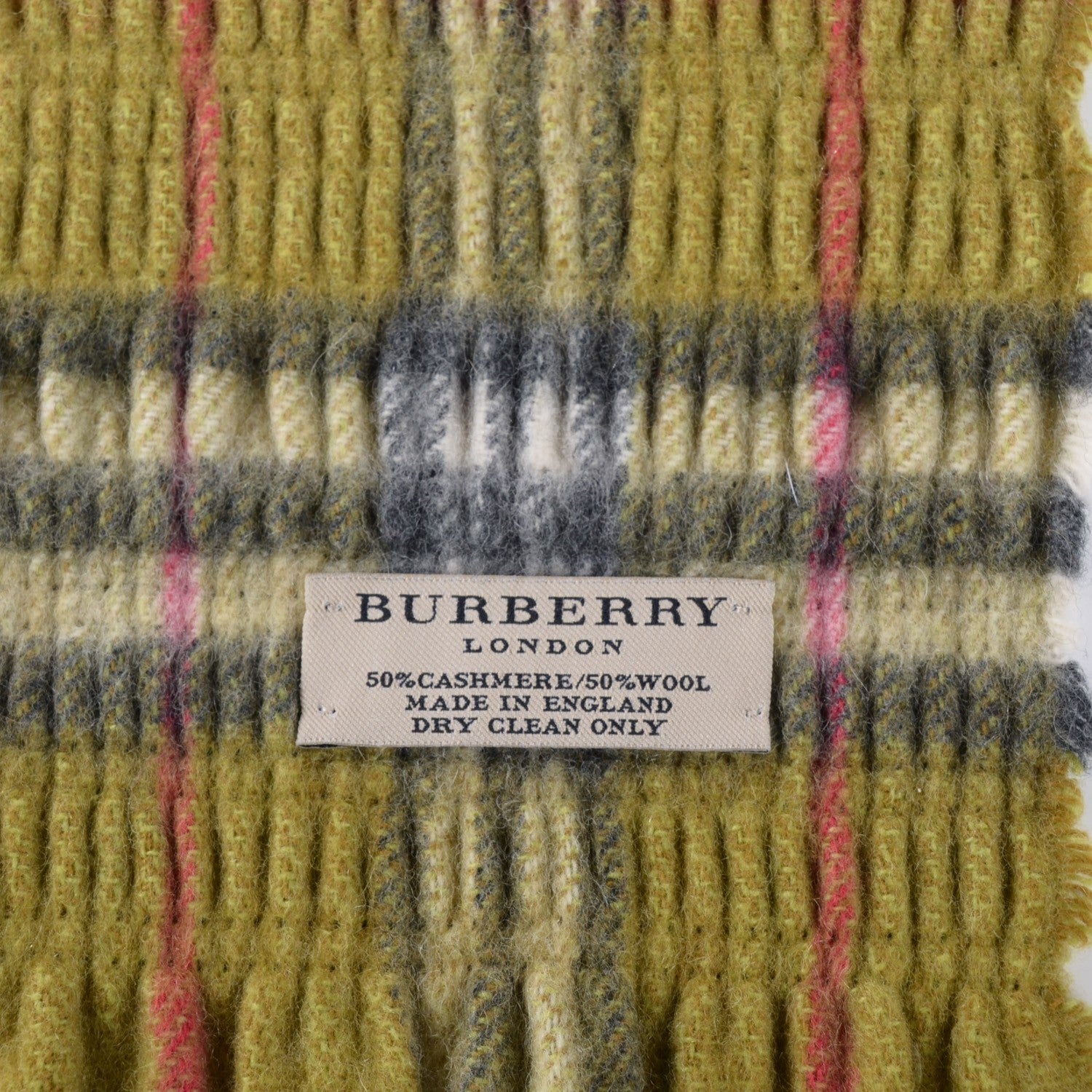 Burberry Wool Cashmere Check Scarf Green 4 of 4