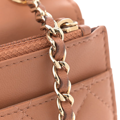 Chanel Lambskin Quilted Trendy CC Wallet On Chain WOC Camel 14 of 15