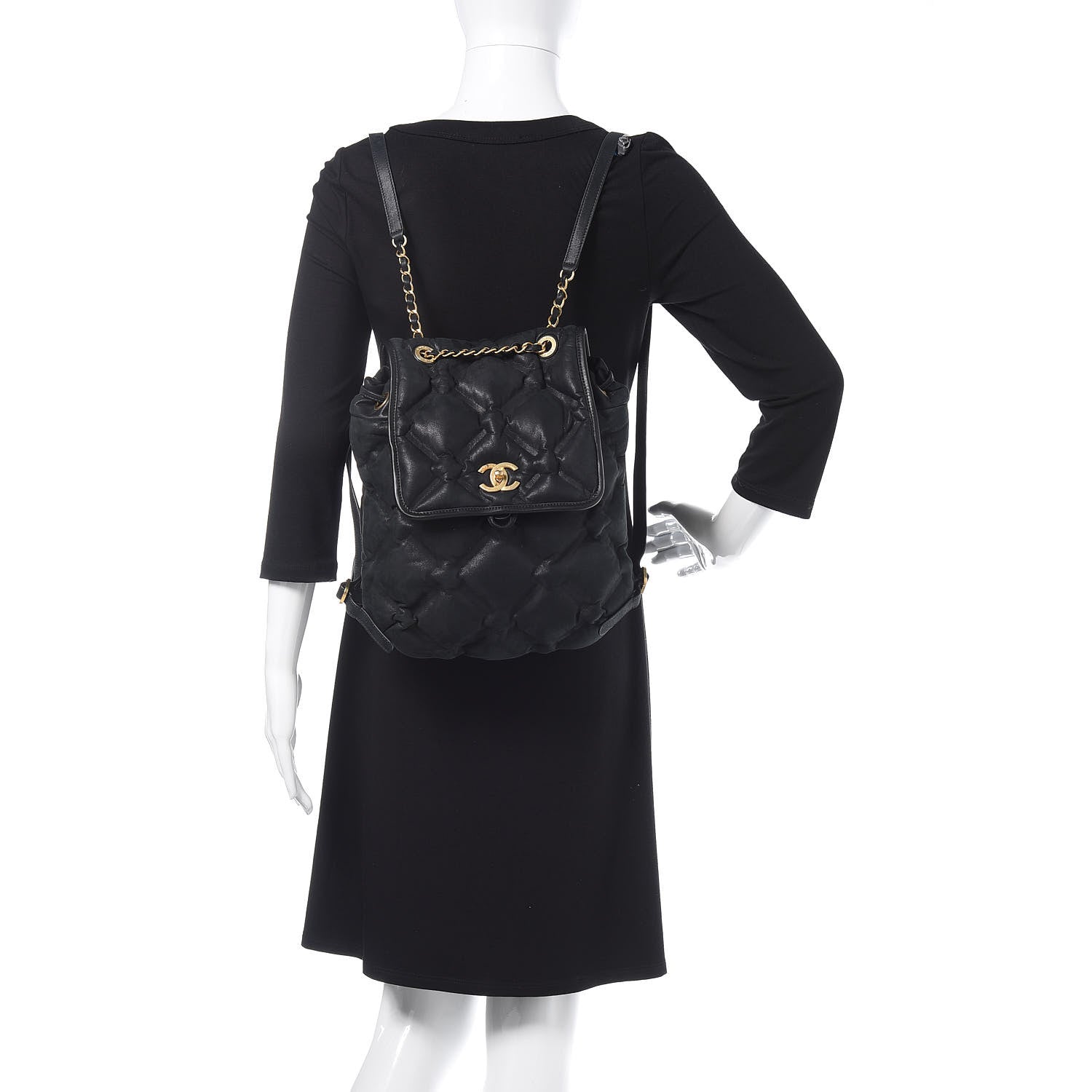 Chanel Iridescent Calfskin Quilted Chesterfield Backpack Black 2 of 12