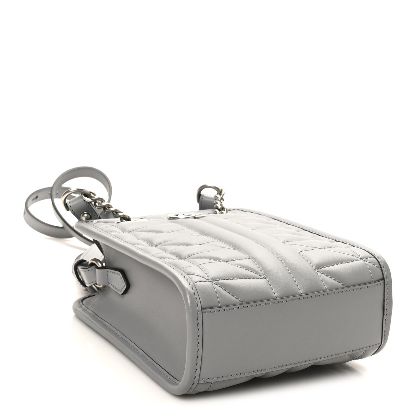 Calfskin Matelasse Chevron Mini GG Marmont Tote Grey