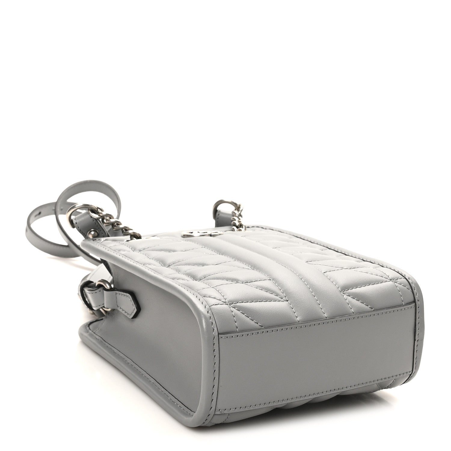 Gucci Calfskin Matelasse Chevron Mini GG Marmont Tote Grey 4 of 9
