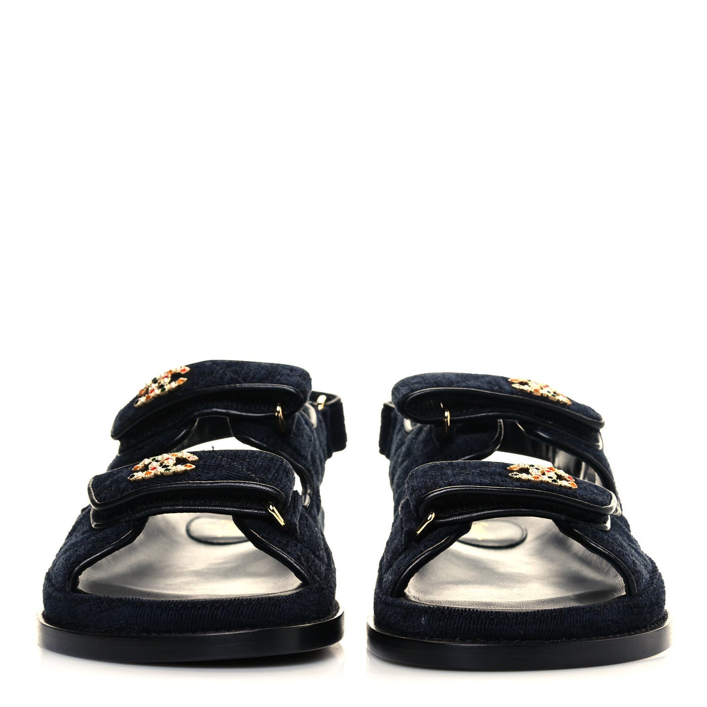 Denim Quilted Dad Sandals 37 Blue