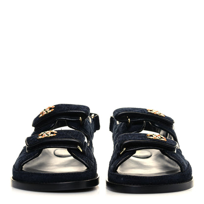 Chanel Denim Quilted Dad Sandals 37 Blue 2 of 10