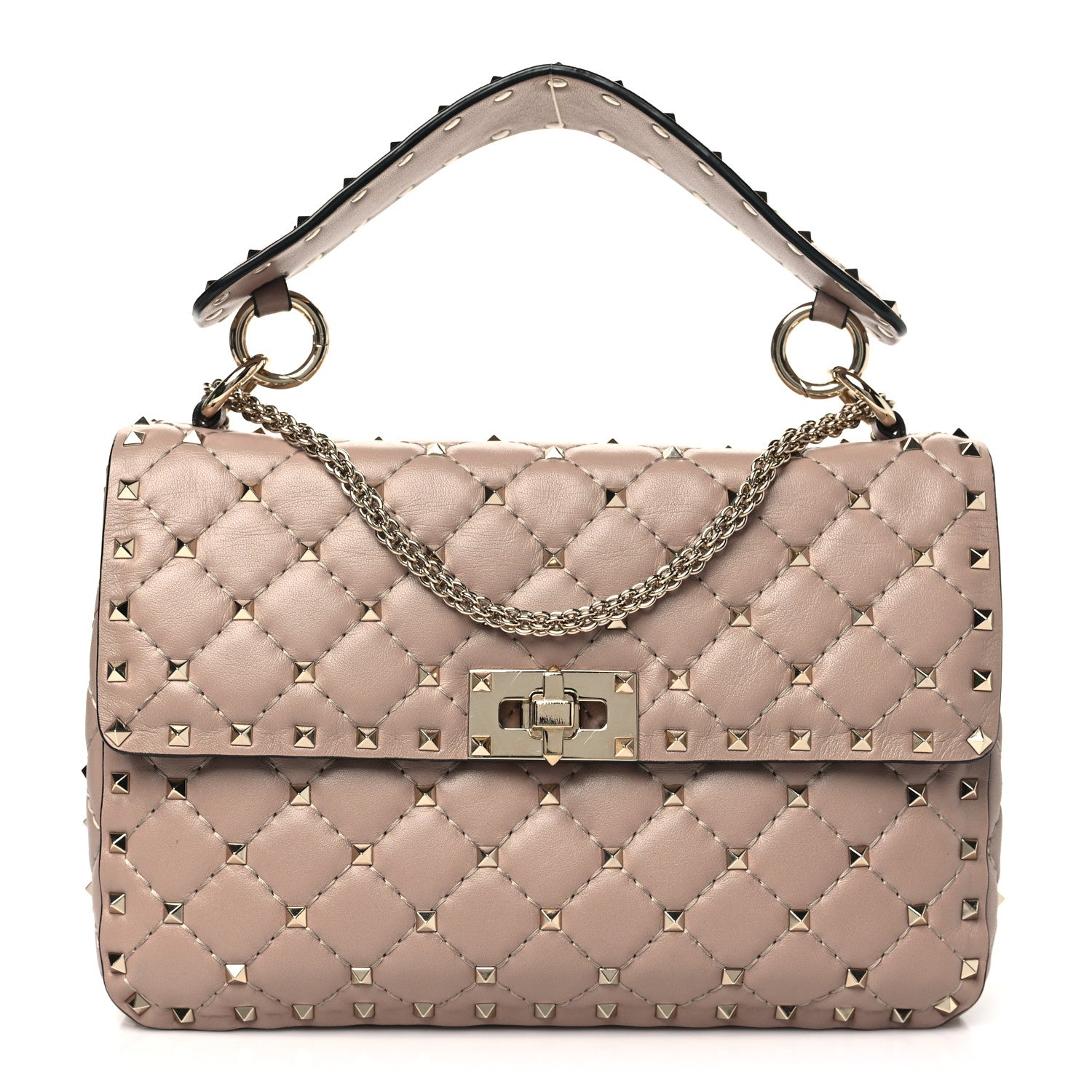 Valentino Garavani Lambskin Medium Rockstud Spike Shoulder Bag Poudre 1 of 9