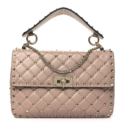 Valentino Garavani Lambskin Medium Rockstud Spike Shoulder Bag Poudre 1 of 9