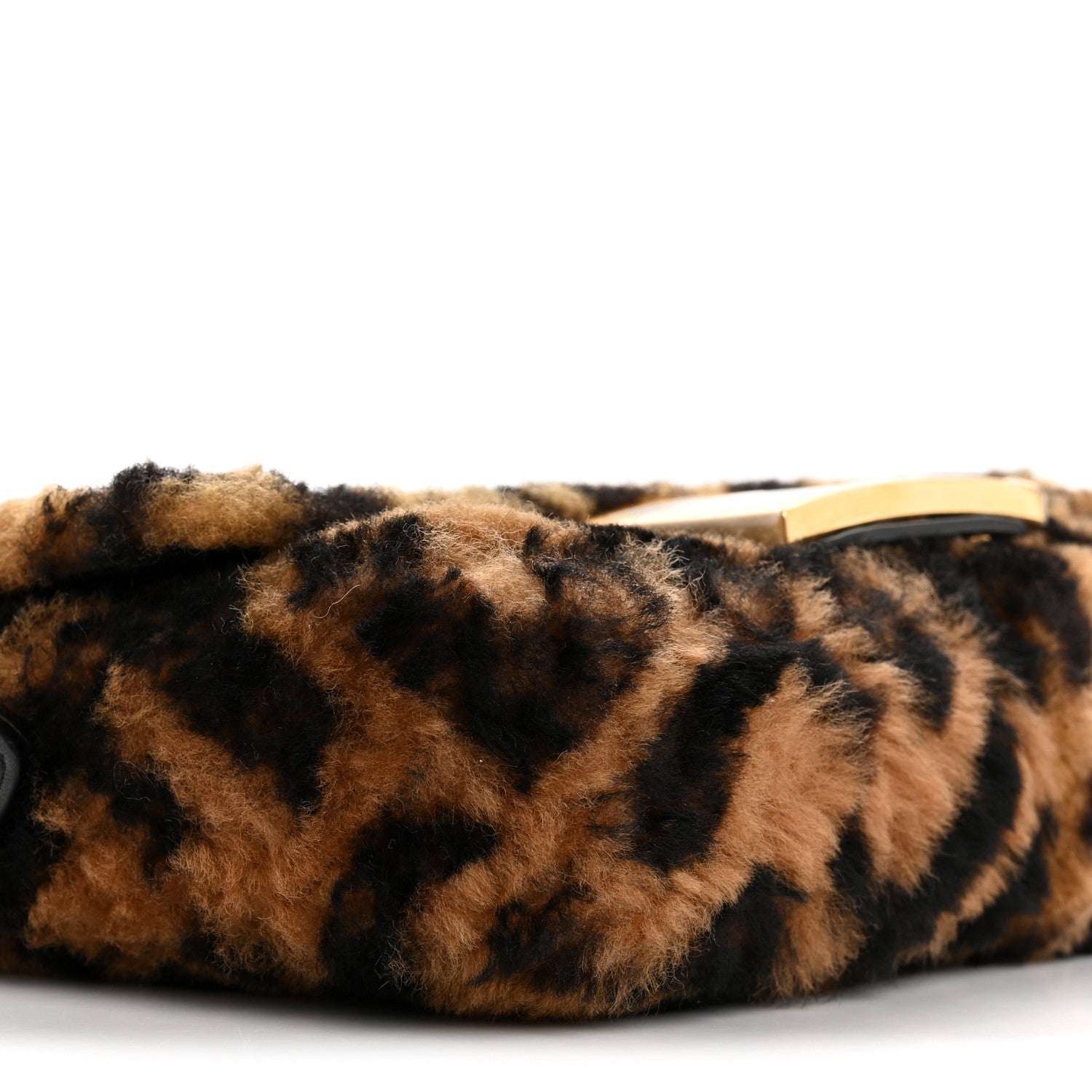 Fendi Shearling Vitello Dolce Macro FF 1974 Mini Baguette Tobacco Black 9 of 11