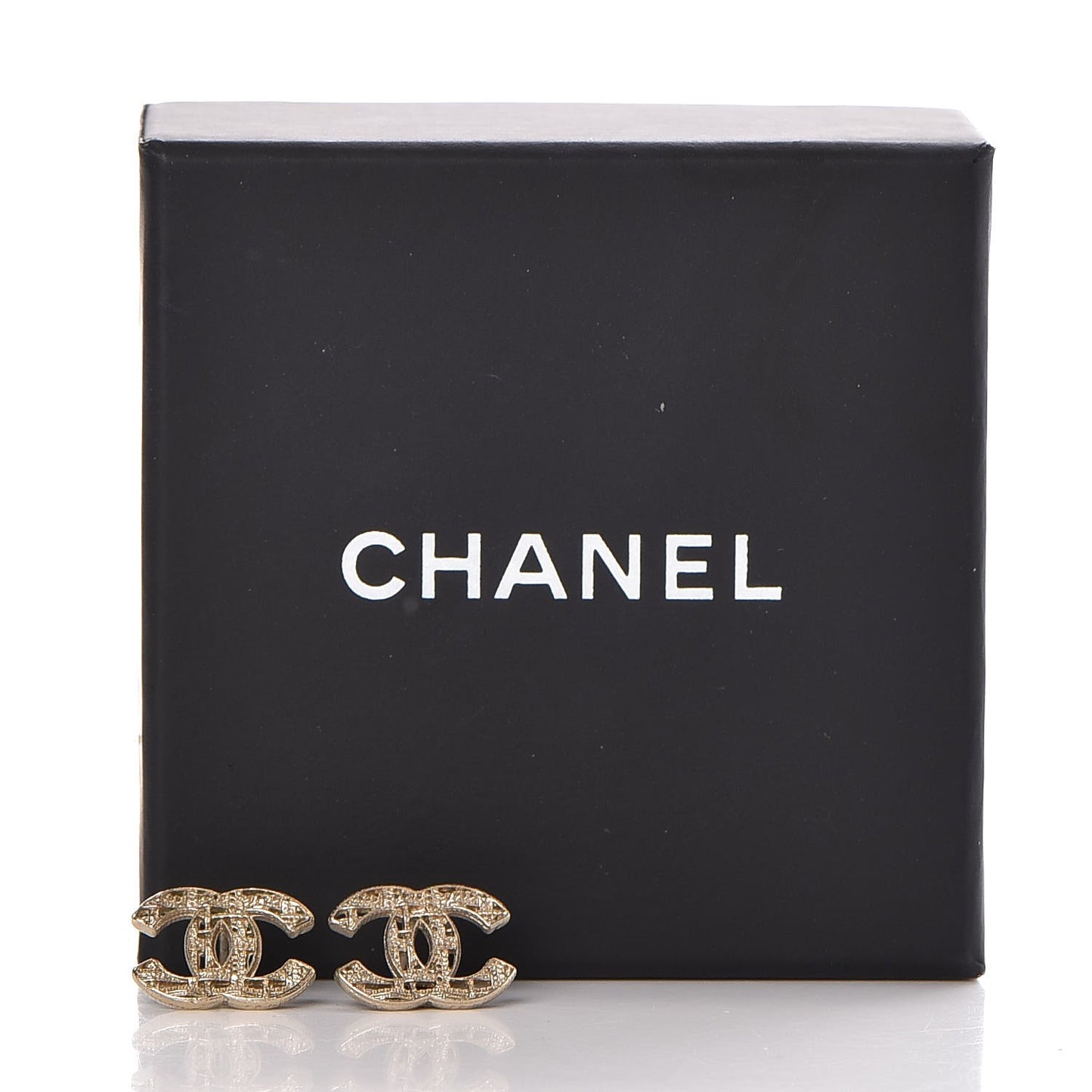 Tweed Effect CC Earrings Gold