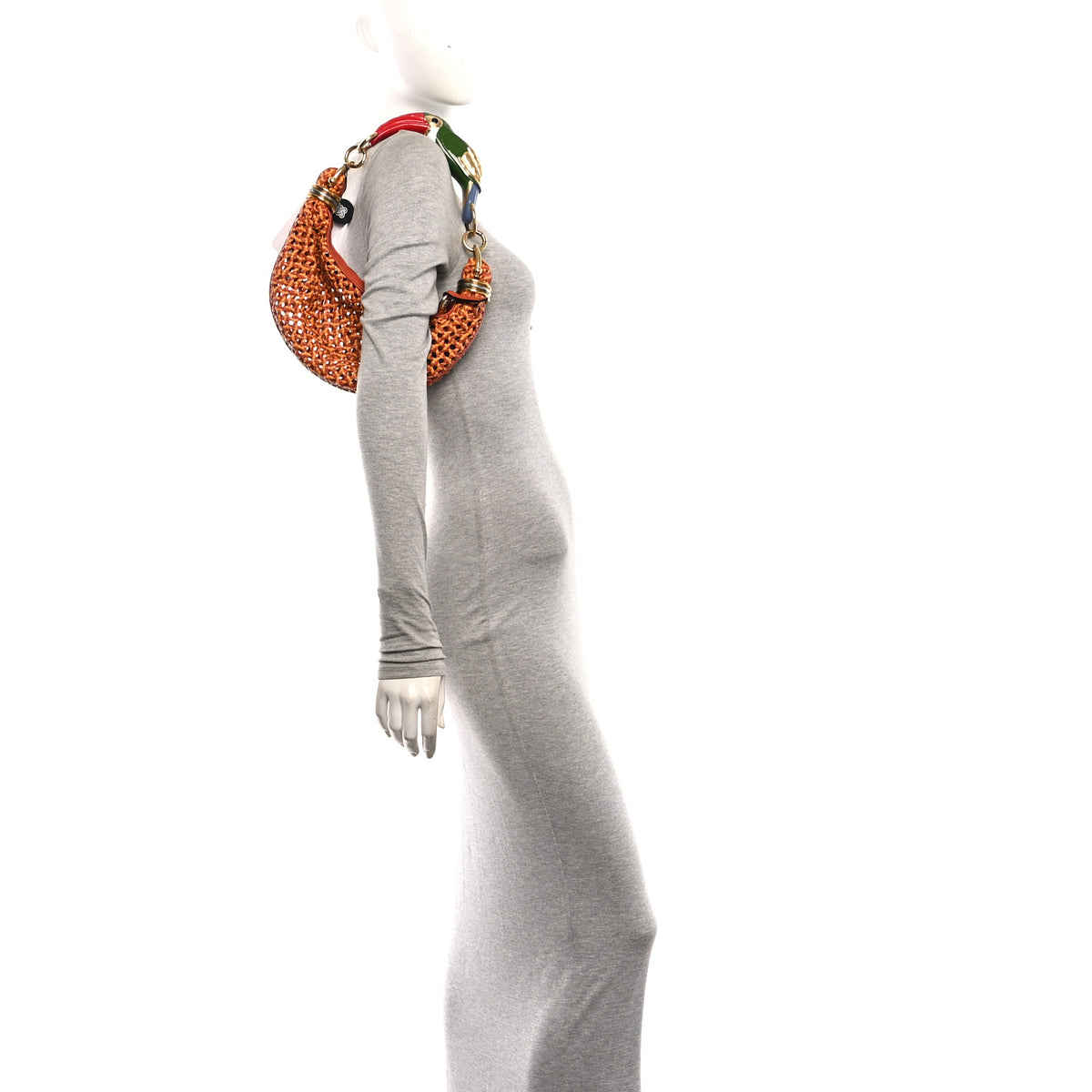 Chloe Lambskin Braided Toucan Small Bracelet Hobo Bag Crimson Orange 2 of 11