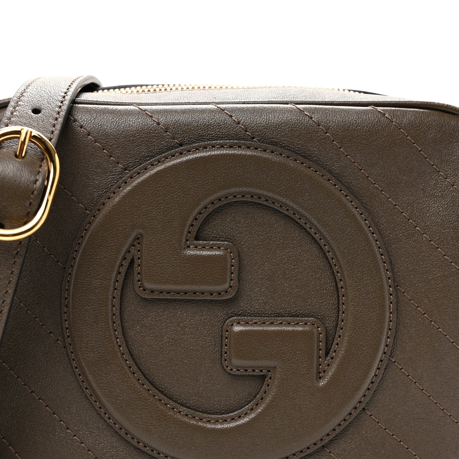 Gucci Sakai Be Green Calfskin Diagonal Stitched Small Blondie Shoulder Bag Craclet Brown 8 of 10