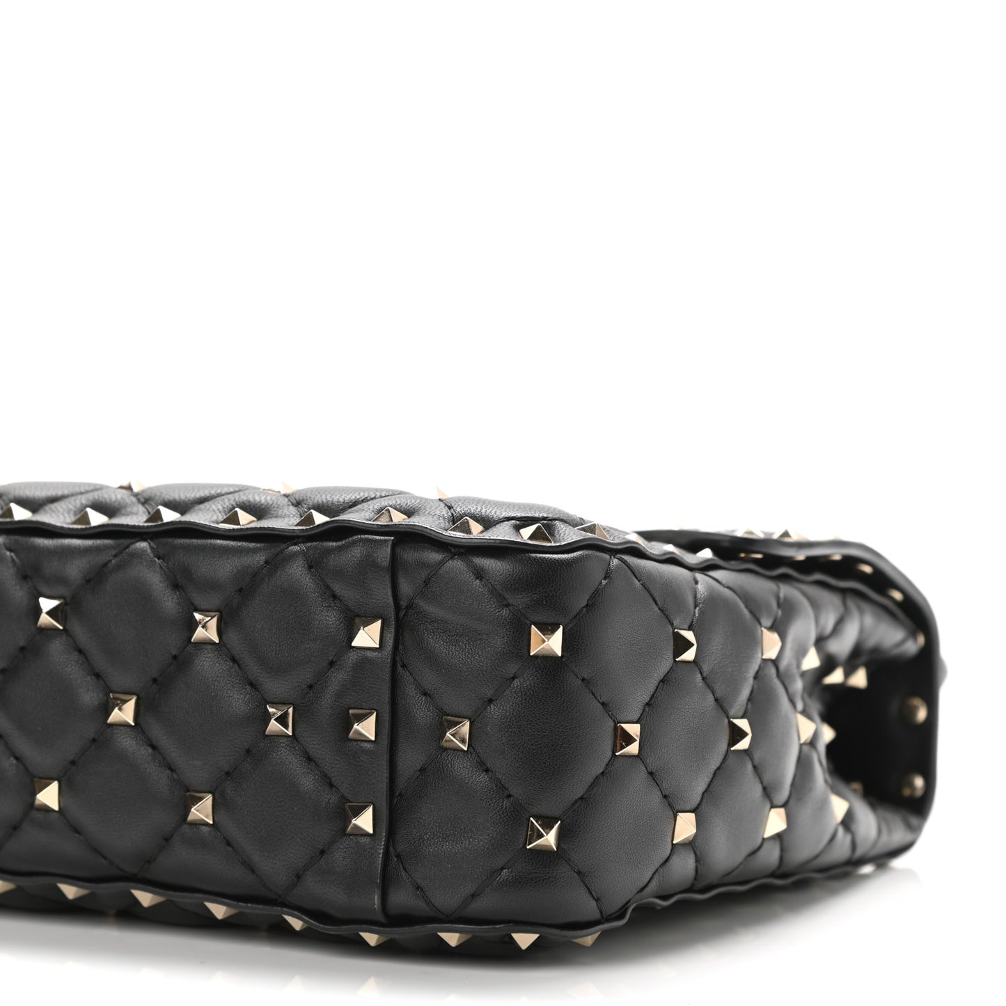 Lambskin VLTN Print Medium Rockstud Spike Shoulder Bag Black