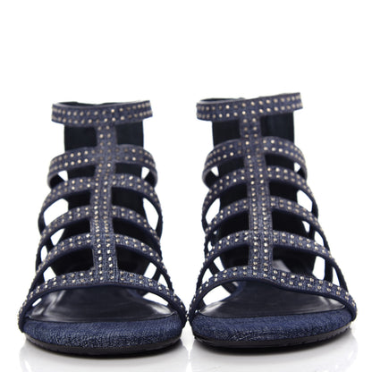 Jimmy Choo Denim Nix Gladiator Flat Sandals 36 Light Indigo 2 of 10