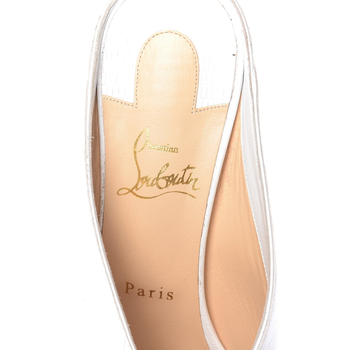 Calfskin Lizard Embossed Quart 80 Mules 40.5 White