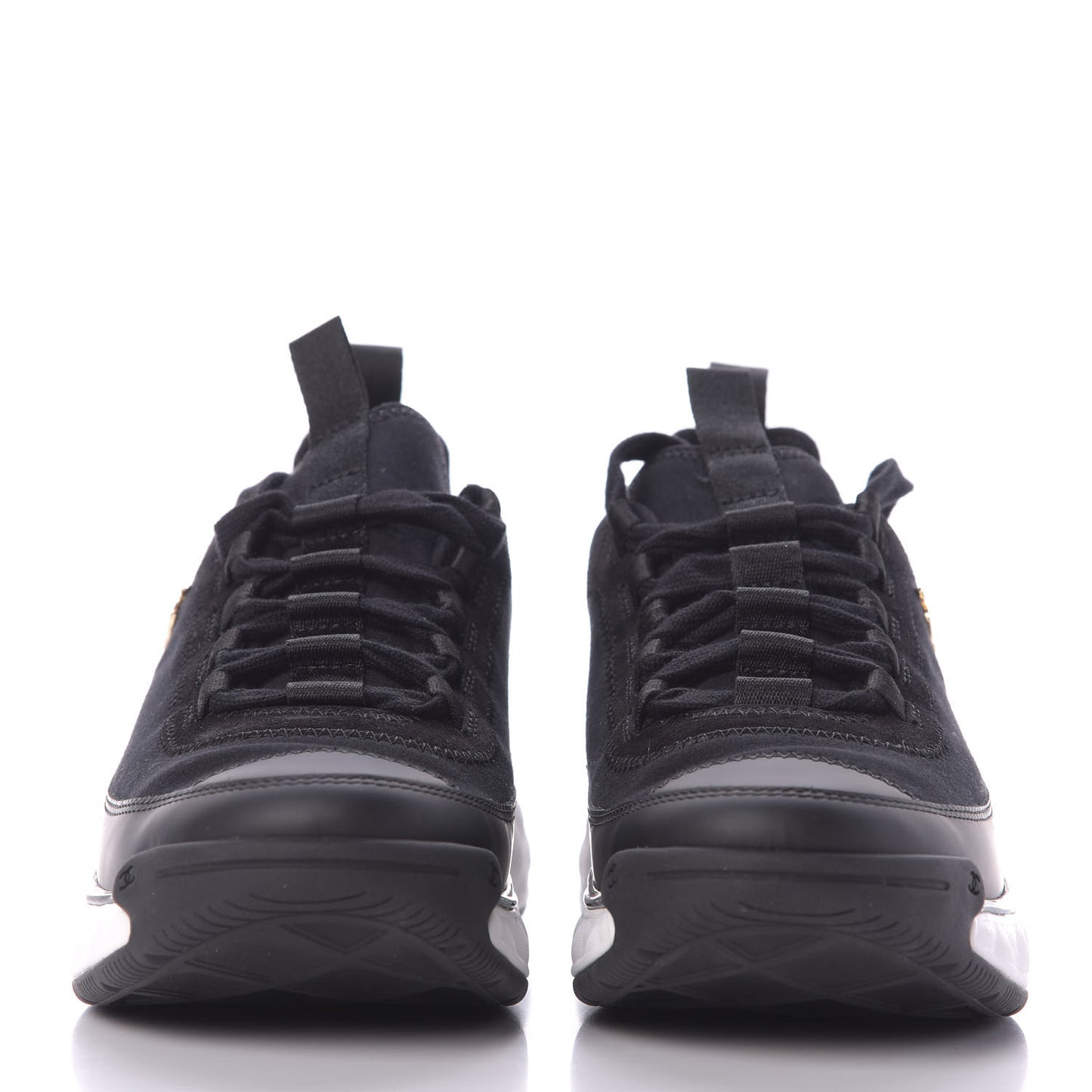 Velvet Calfskin Mixed Fibers CC Sneakers 37 Black