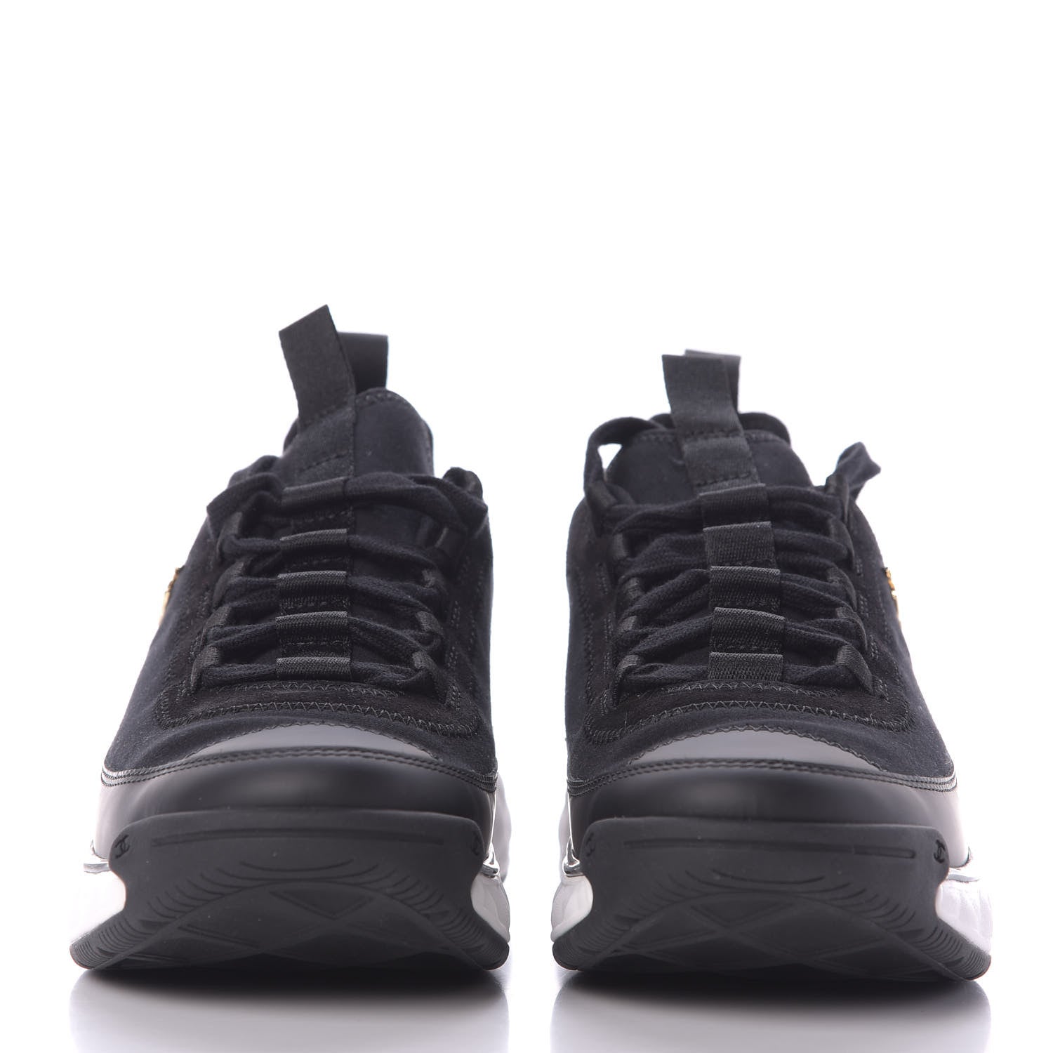 Chanel Velvet Calfskin Mixed Fibers CC Sneakers 37 Black 2 of 11