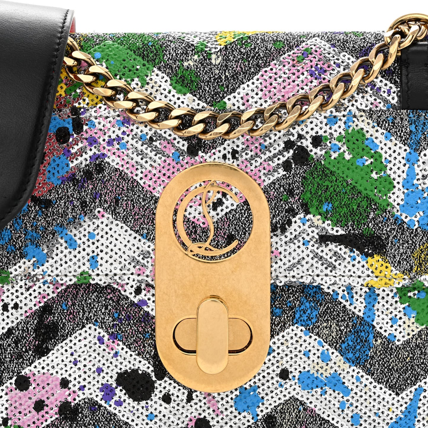 Calfskin Paillette Splash Small Elisa Black Multicolor
