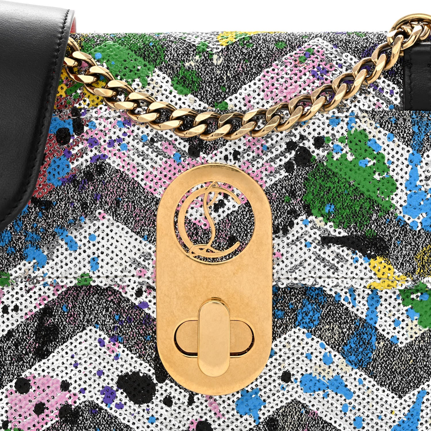 Christian Louboutin Calfskin Paillette Splash Small Elisa Black Multicolor 8 of 11
