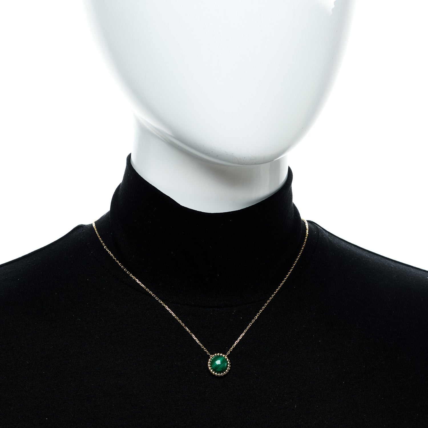 Van Cleef & Arpels 18K Yellow Gold Malachite Perlee Couleurs Pendant Necklace 2 of 6