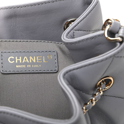 Chanel Lambskin Quilted CC Dweller Drawstring Bucket Bag Light Grey 6 of 10