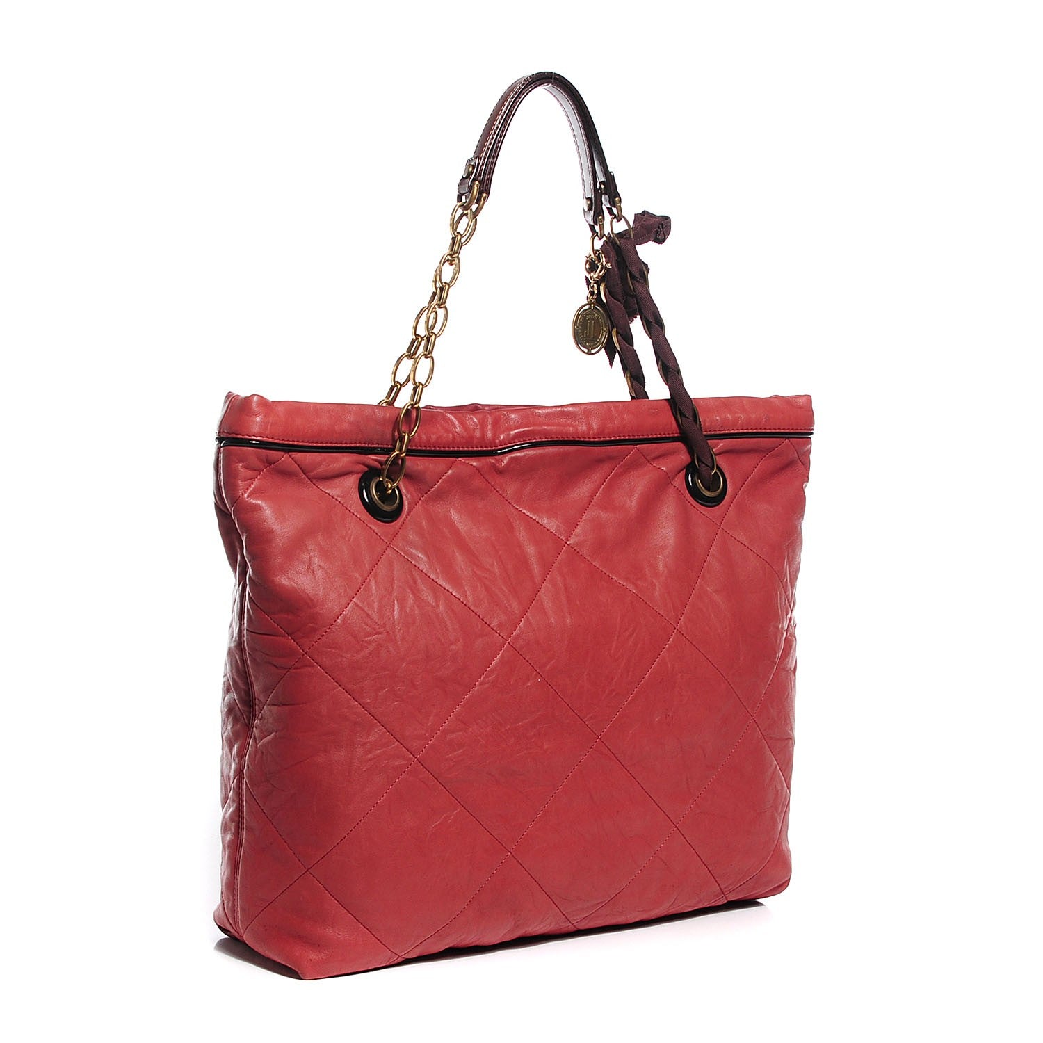 Lanvin Lambskin Quilted Amalia Cabas Tote Cherry 3 of 6