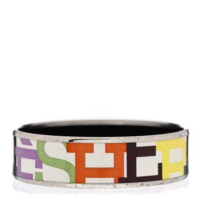 Hermes Enamel Wide Printed Capitales Bracelet 62 1 of 5